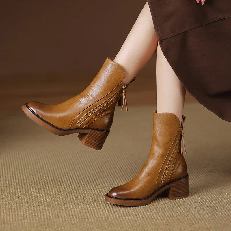 Elmira | Bottines à zip et talon bloc