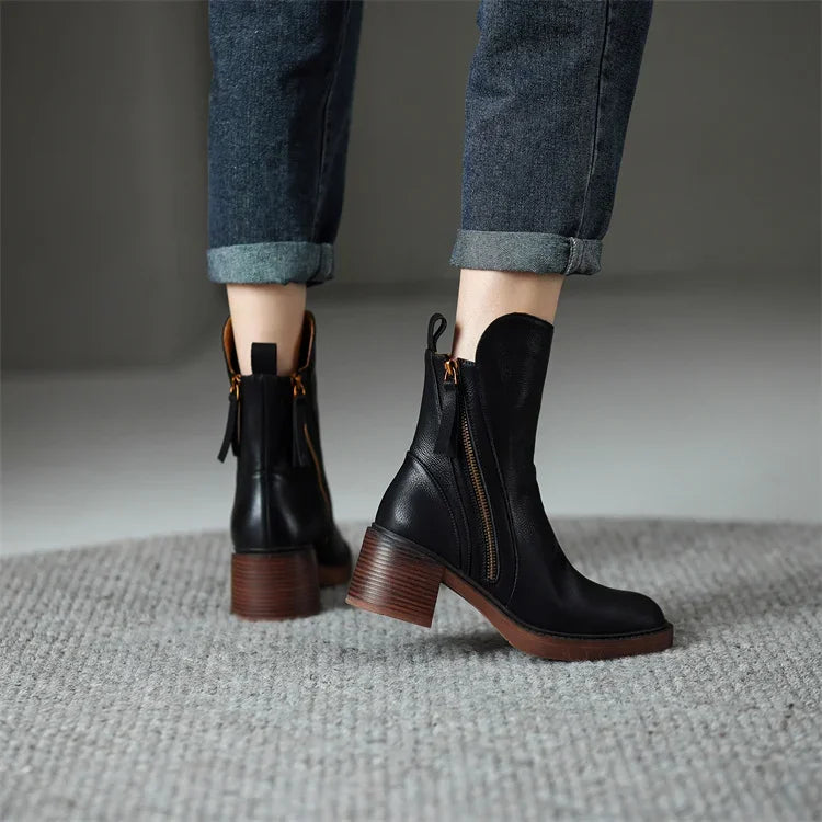 Elmira | Bottines à zip et talon bloc