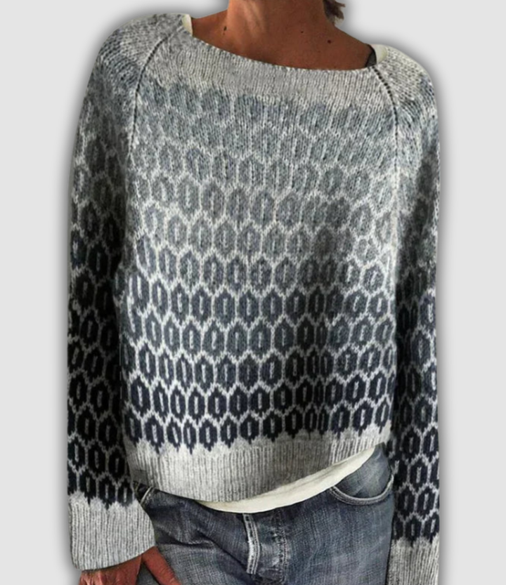 Euphrosine | Pull gris à motif nid d&