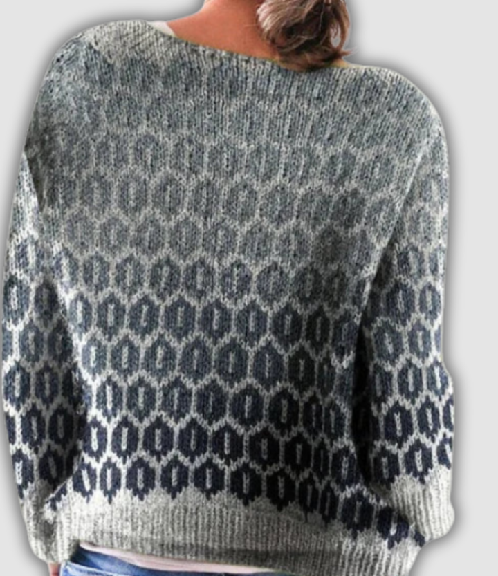 Euphrosine | Pull gris à motif nid d&