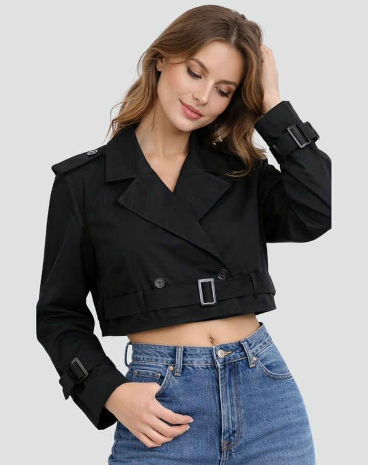 Évelyne | Trench court croisé ceinturé