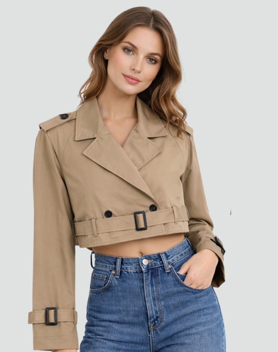 Évelyne | Trench court croisé ceinturé