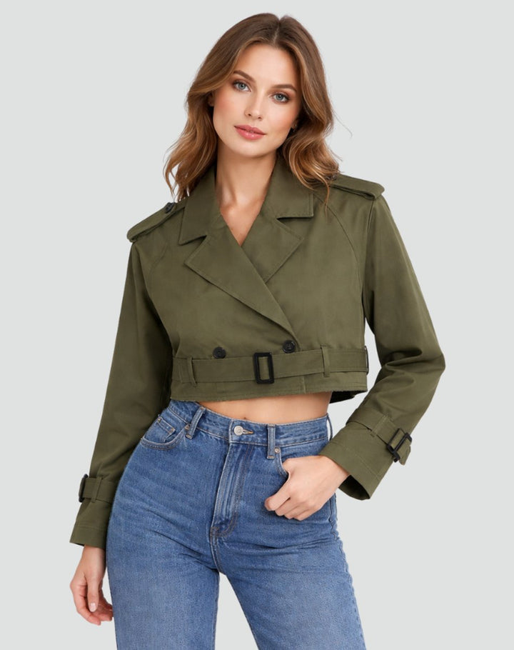 Évelyne | Trench court croisé ceinturé