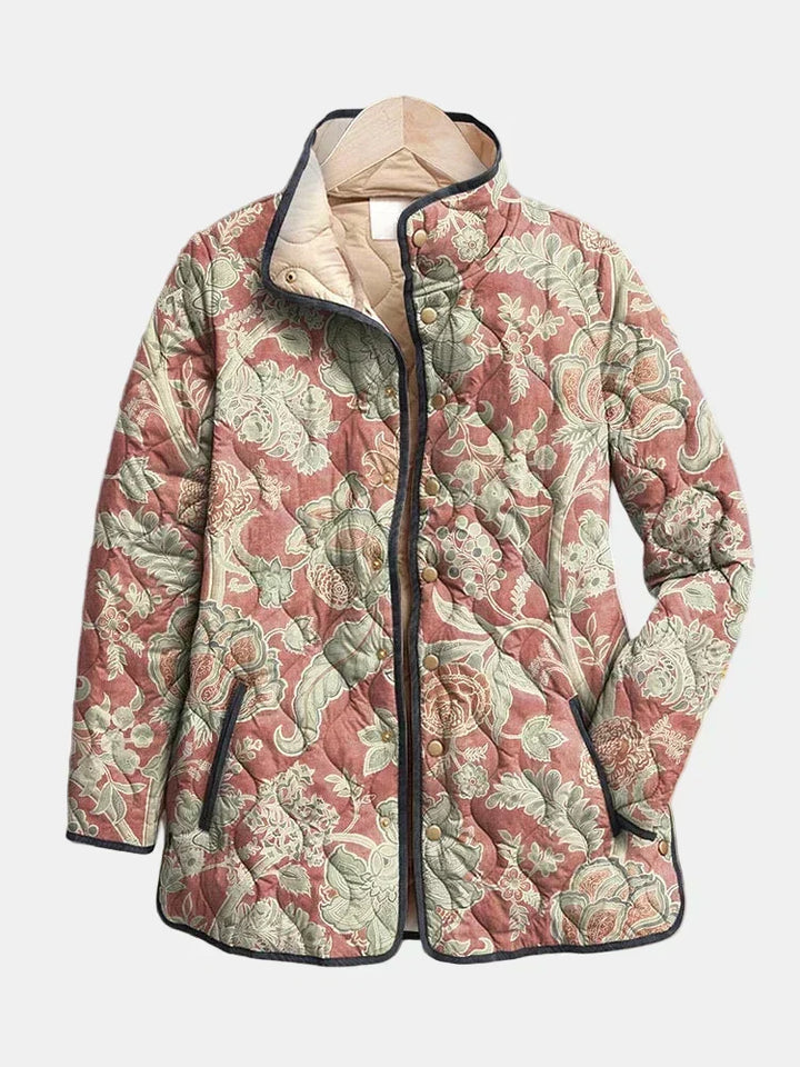Edwige | Manteau matelassé décontracté à imprimé floral vintage