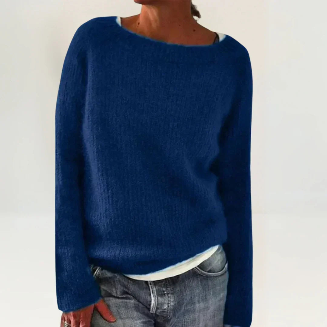 Fénella | Pull bleu marine à encolure large