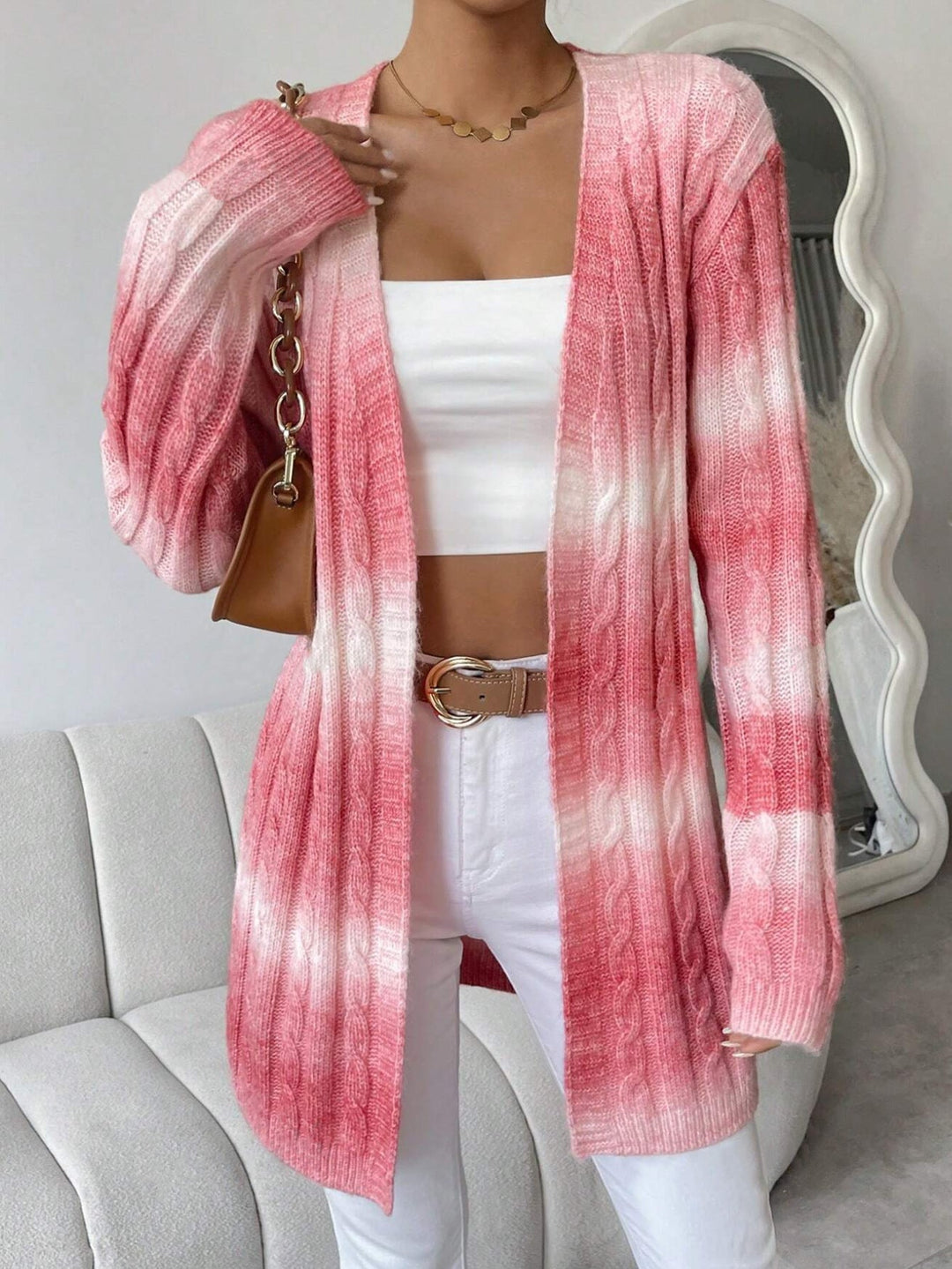 Hanaé | Cardigan long ouvert en maille dégradée