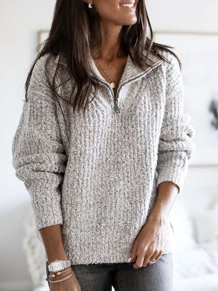 Harmonie | Pull en maille côtelée à col zippé