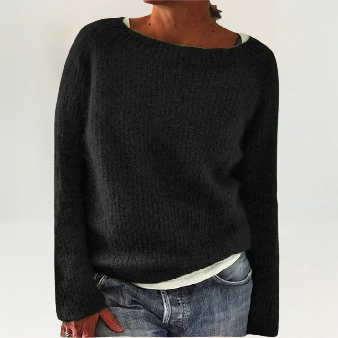 Hedda | Pull noir à encolure large
