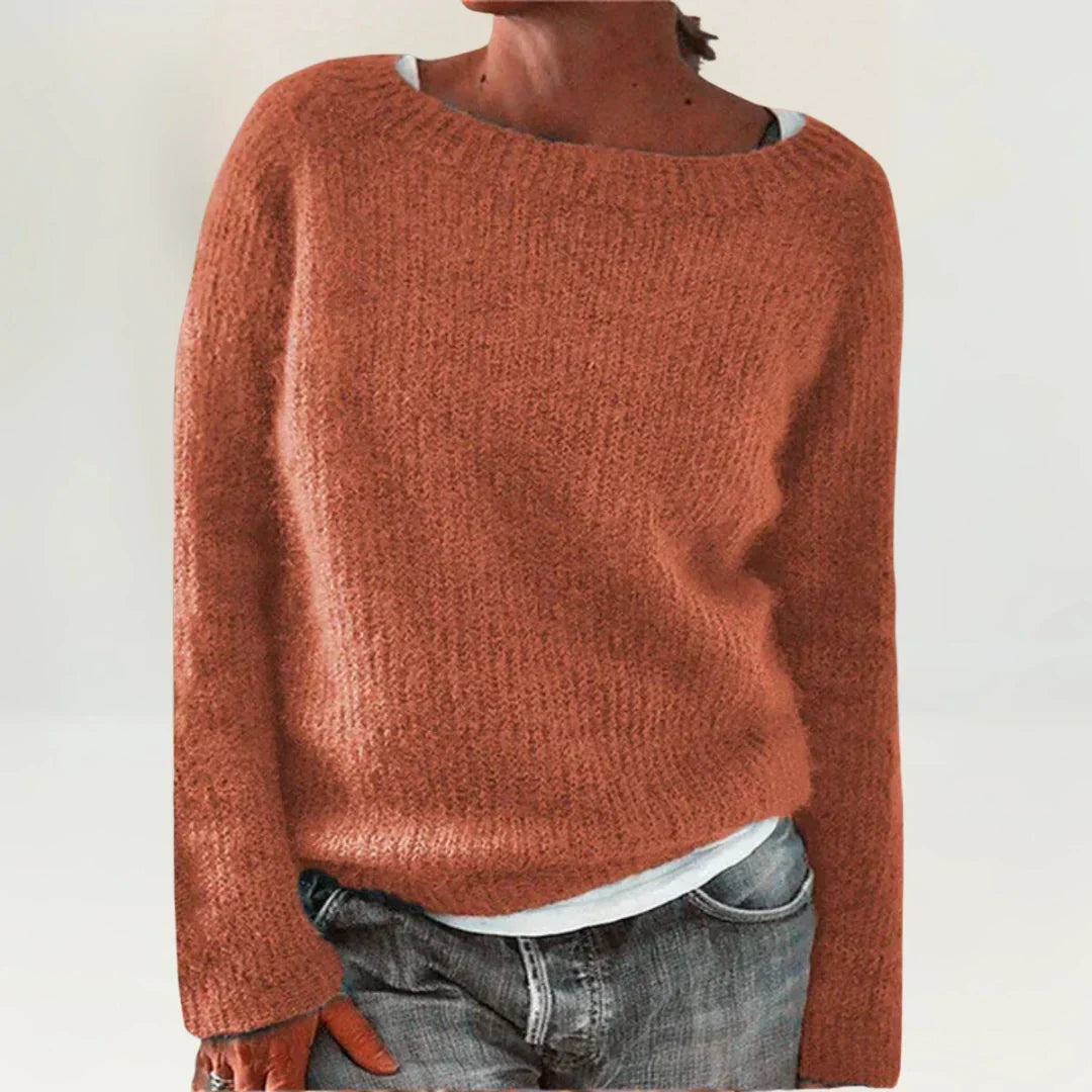Herveline | Pull terracotta à encolure large