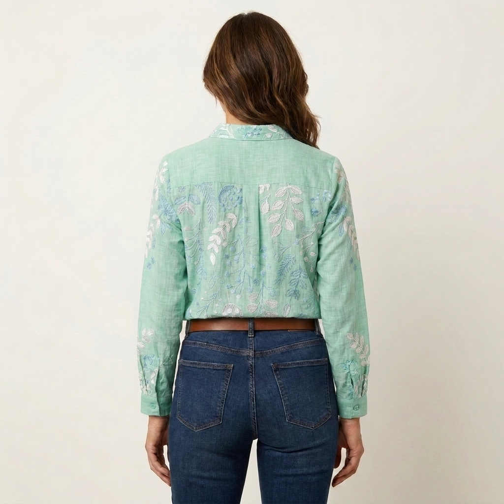 Lorielle | V-Neck Botanical Print Blouse