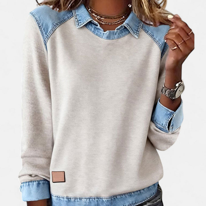 Iléana | Sweat à empiècements effet jean