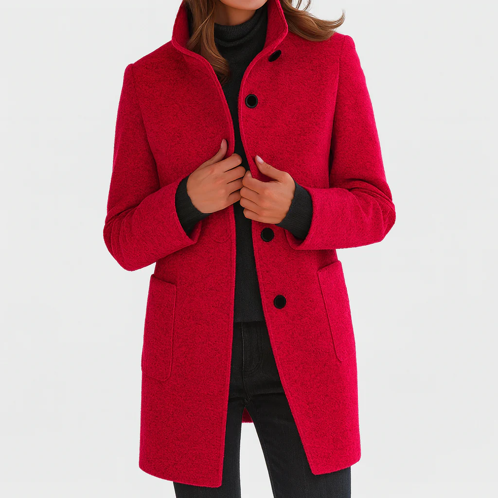 Adrienne | Manteau midi texturé à col montant