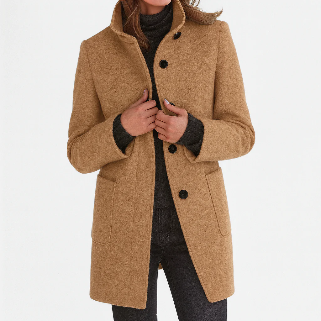 Adrienne | Manteau midi texturé à col montant