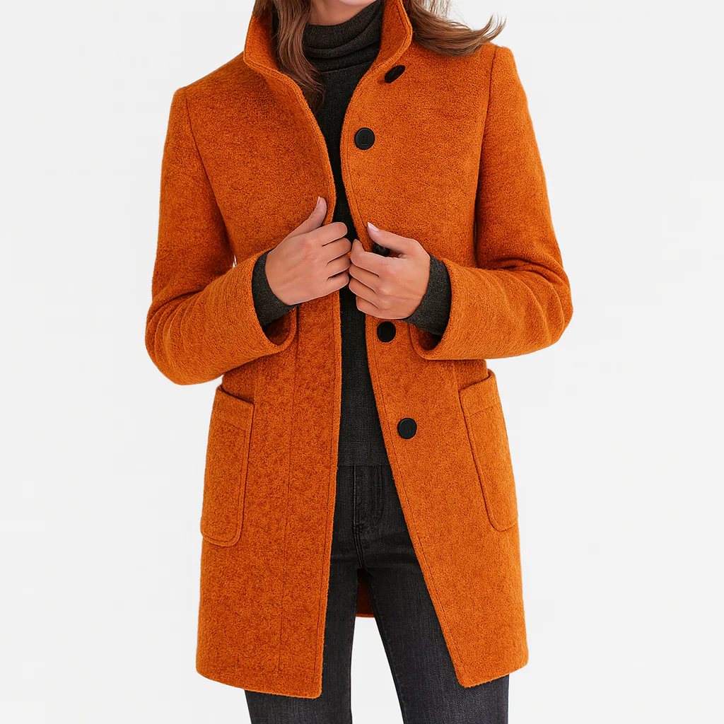 Adrienne | Manteau midi texturé à col montant