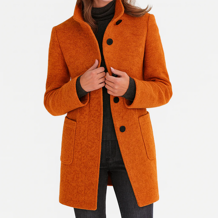 Adrienne | Manteau midi texturé à col montant
