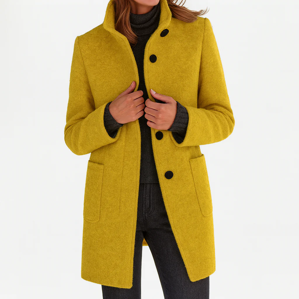 Adrienne | Manteau midi texturé à col montant