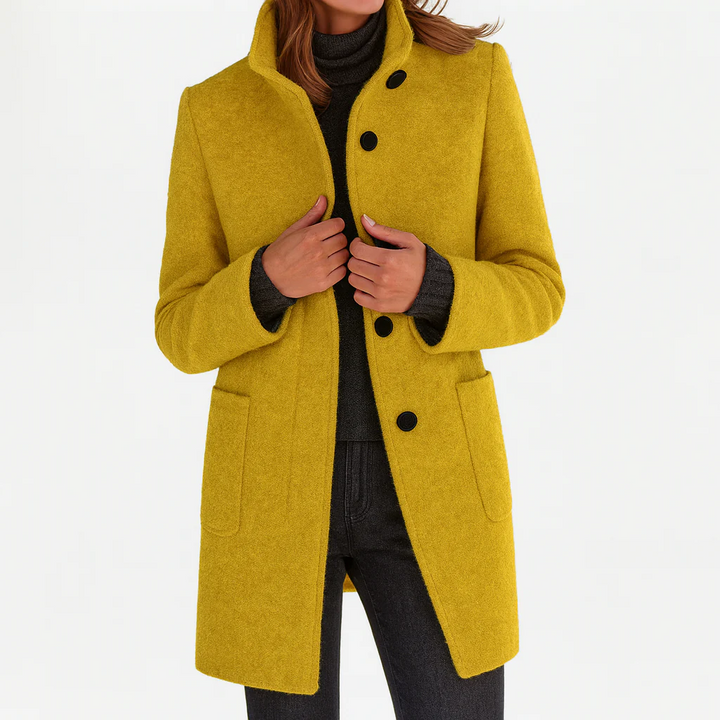Adrienne | Manteau midi texturé à col montant