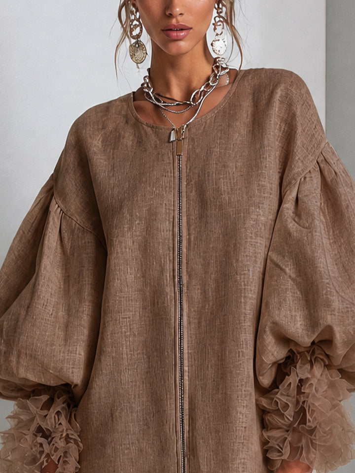 Iolanda | Robe courte zippée à manches ballon