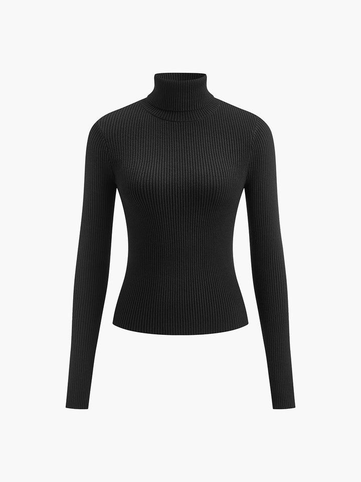 Iphigénie | Pull côtelé ajusté à col roulé