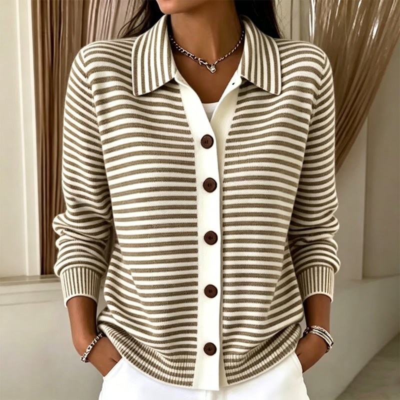 Jagoda | Cardigan à fines rayures et col chemise