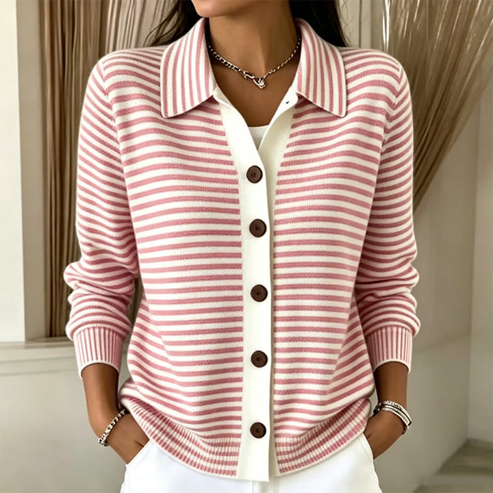 Jagoda | Cardigan à fines rayures et col chemise