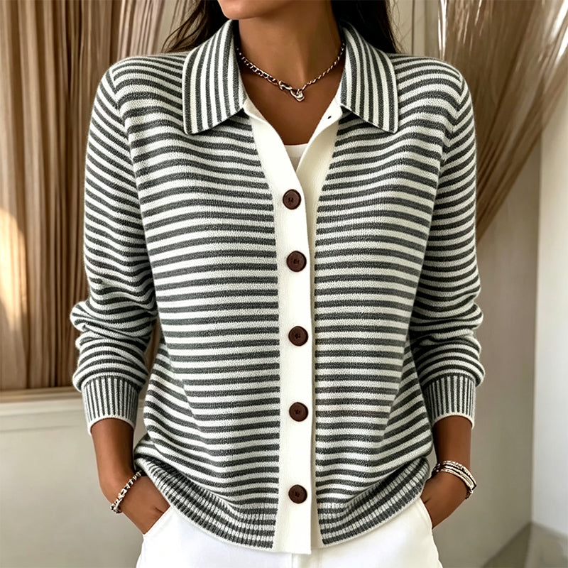 Jagoda | Cardigan à fines rayures et col chemise