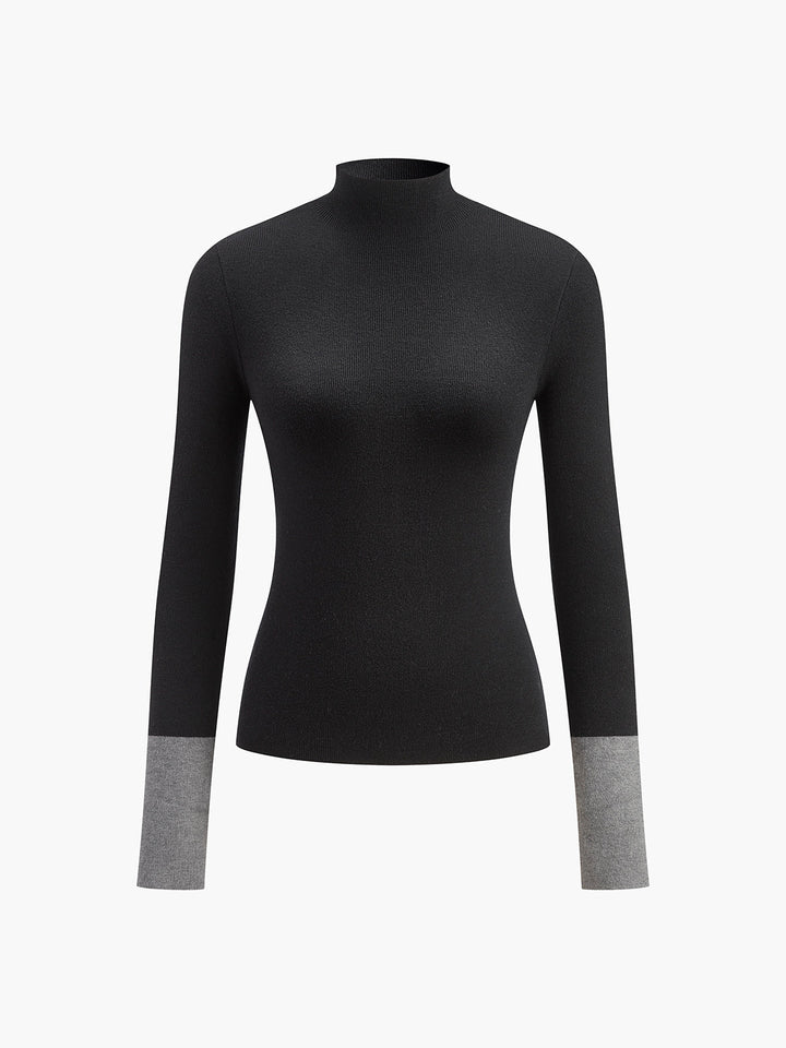 Joachime | Pull fin à col cheminée et poignets contrastés