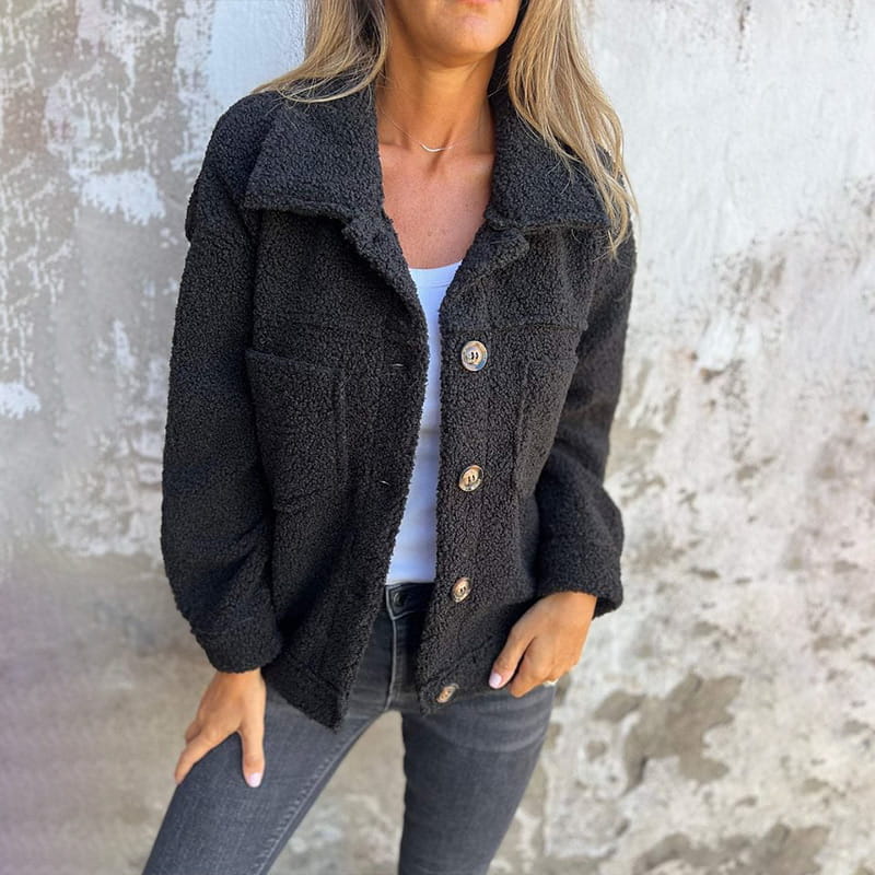 Jorinde | Veste effet teddy à col et poches plaquées