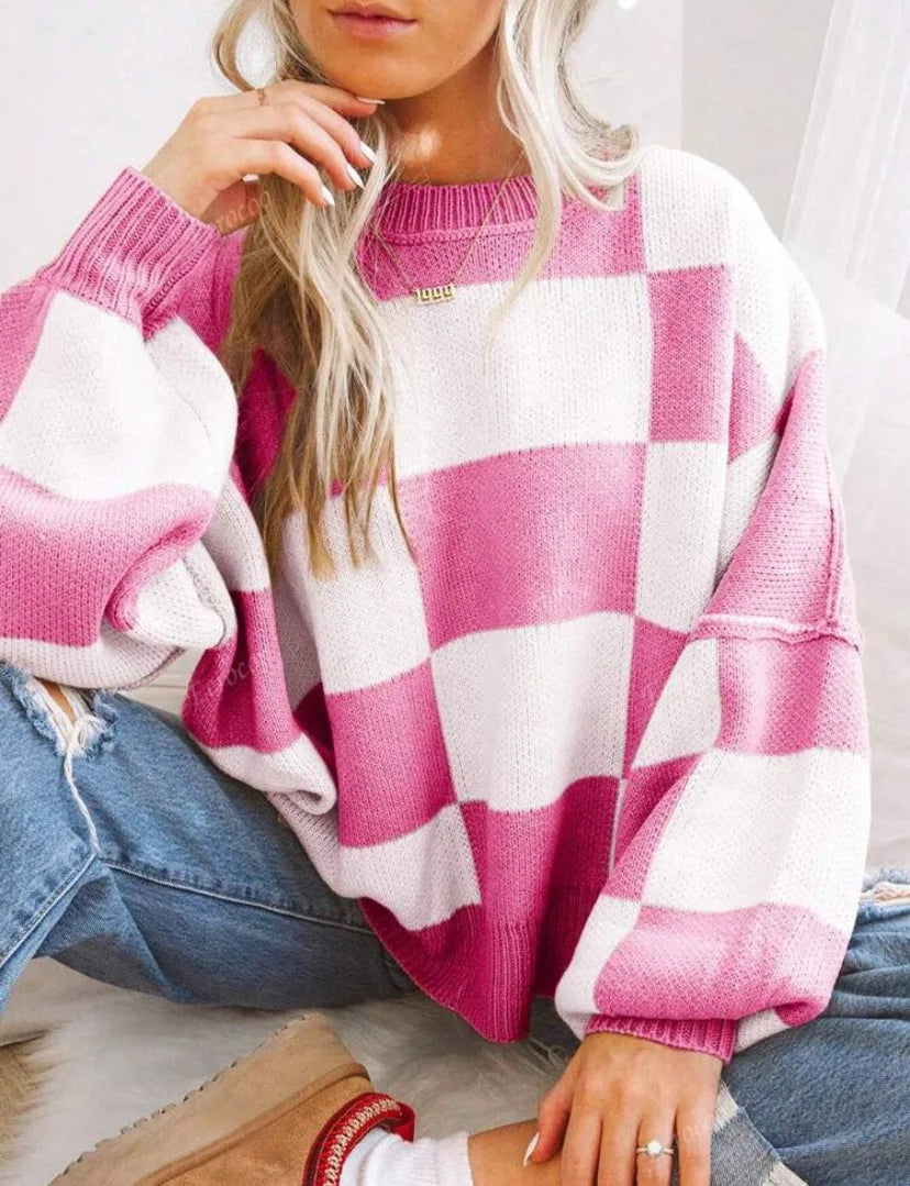Kahina | Pull ample à damier