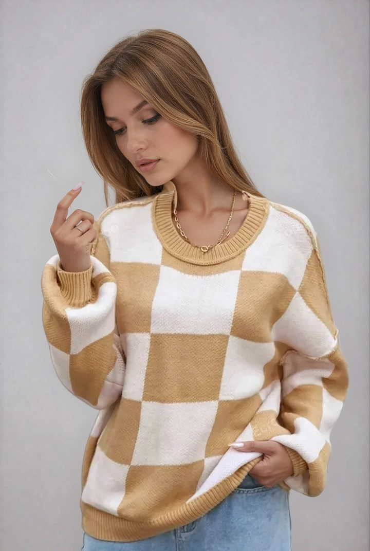 Kahina | Pull ample à damier