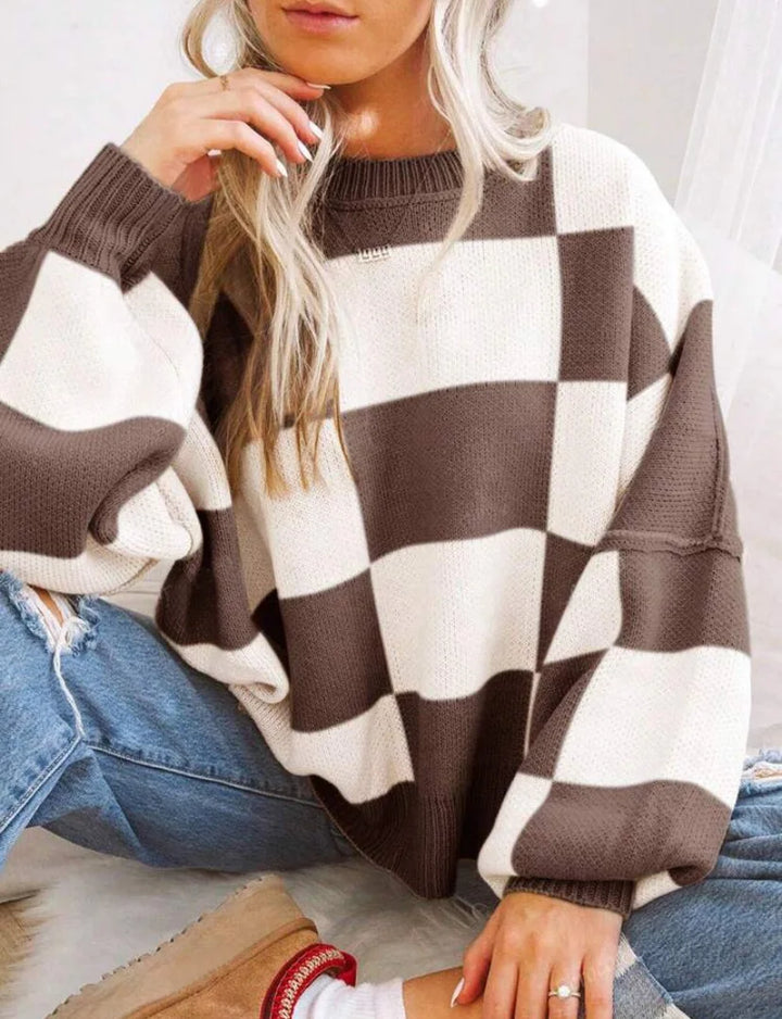 Kahina | Pull ample à damier