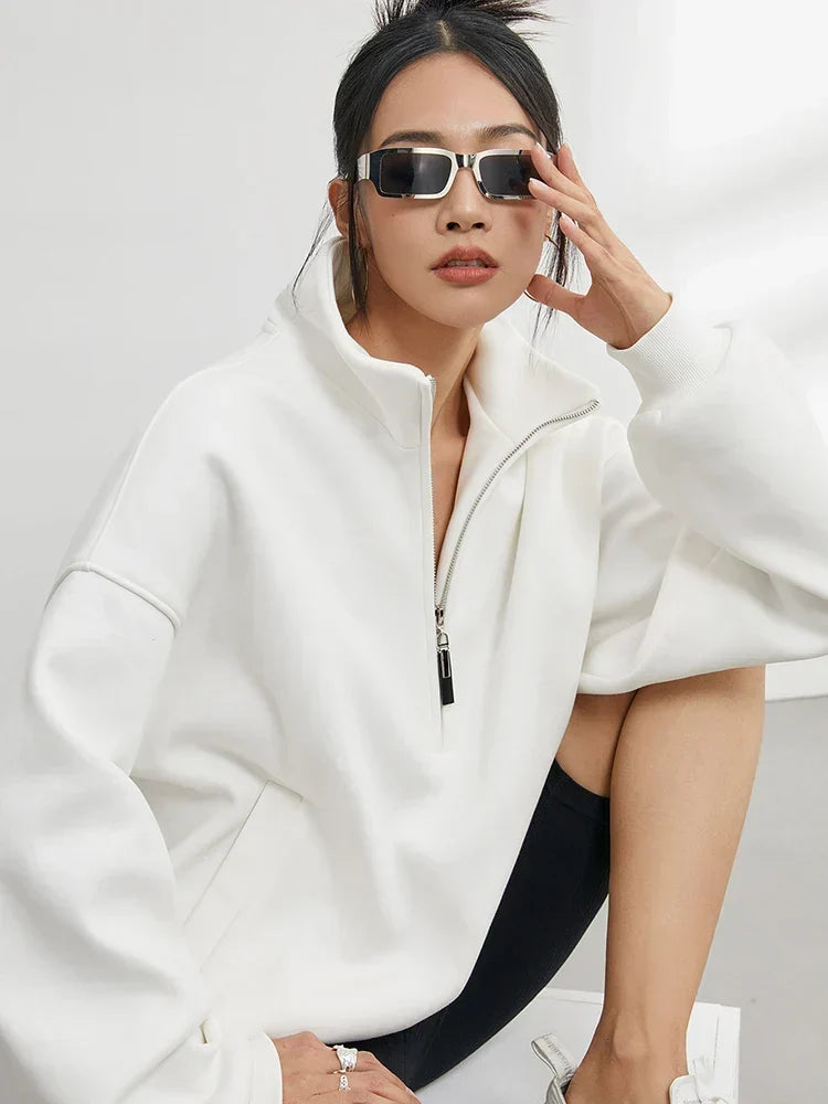 Ketty | Sweat ample à col montant zippé