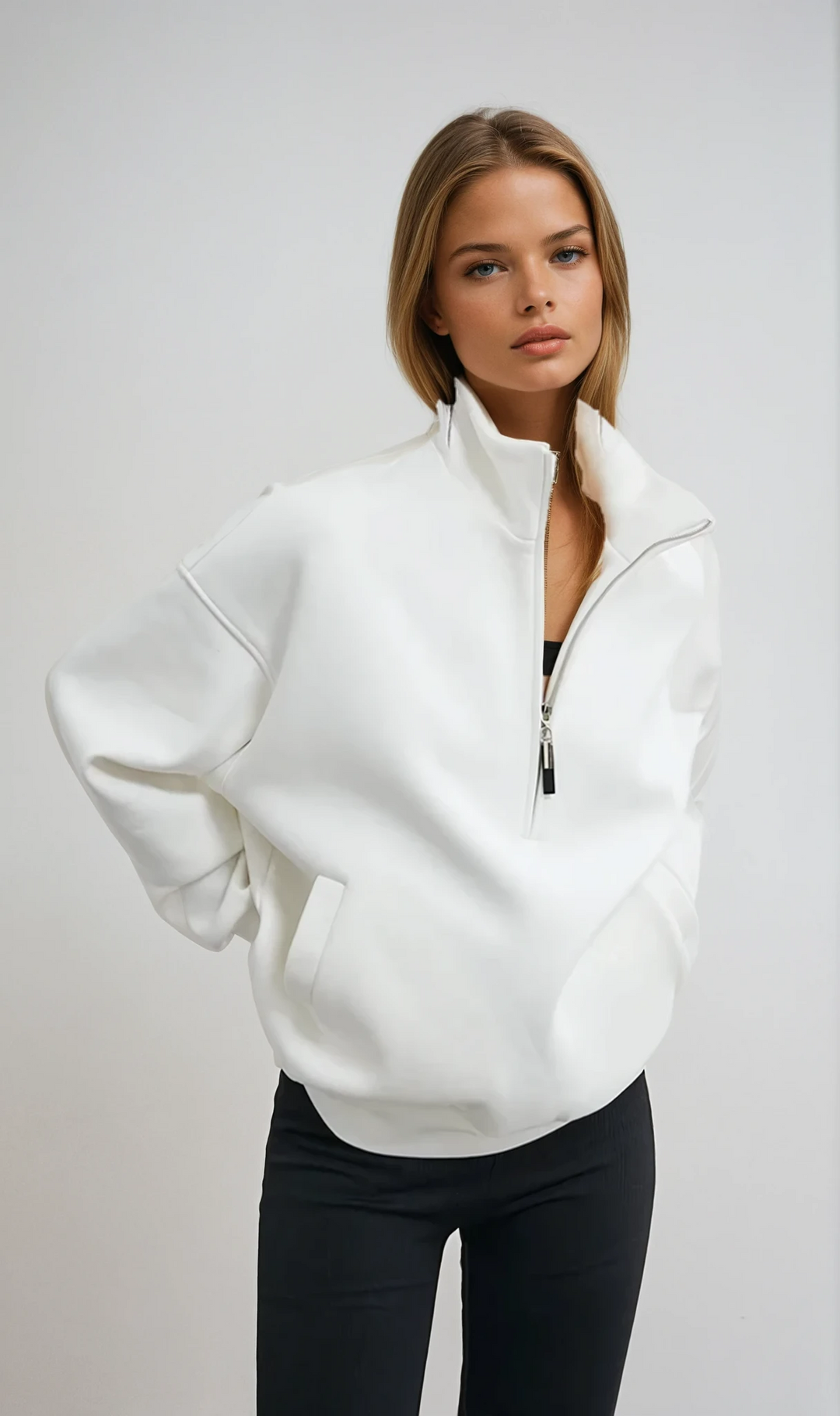 Ketty | Sweat ample à col montant zippé