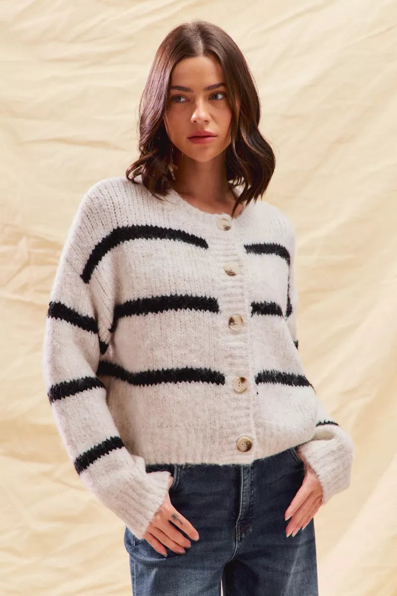 Klervi | Cardigan rayé à boutons