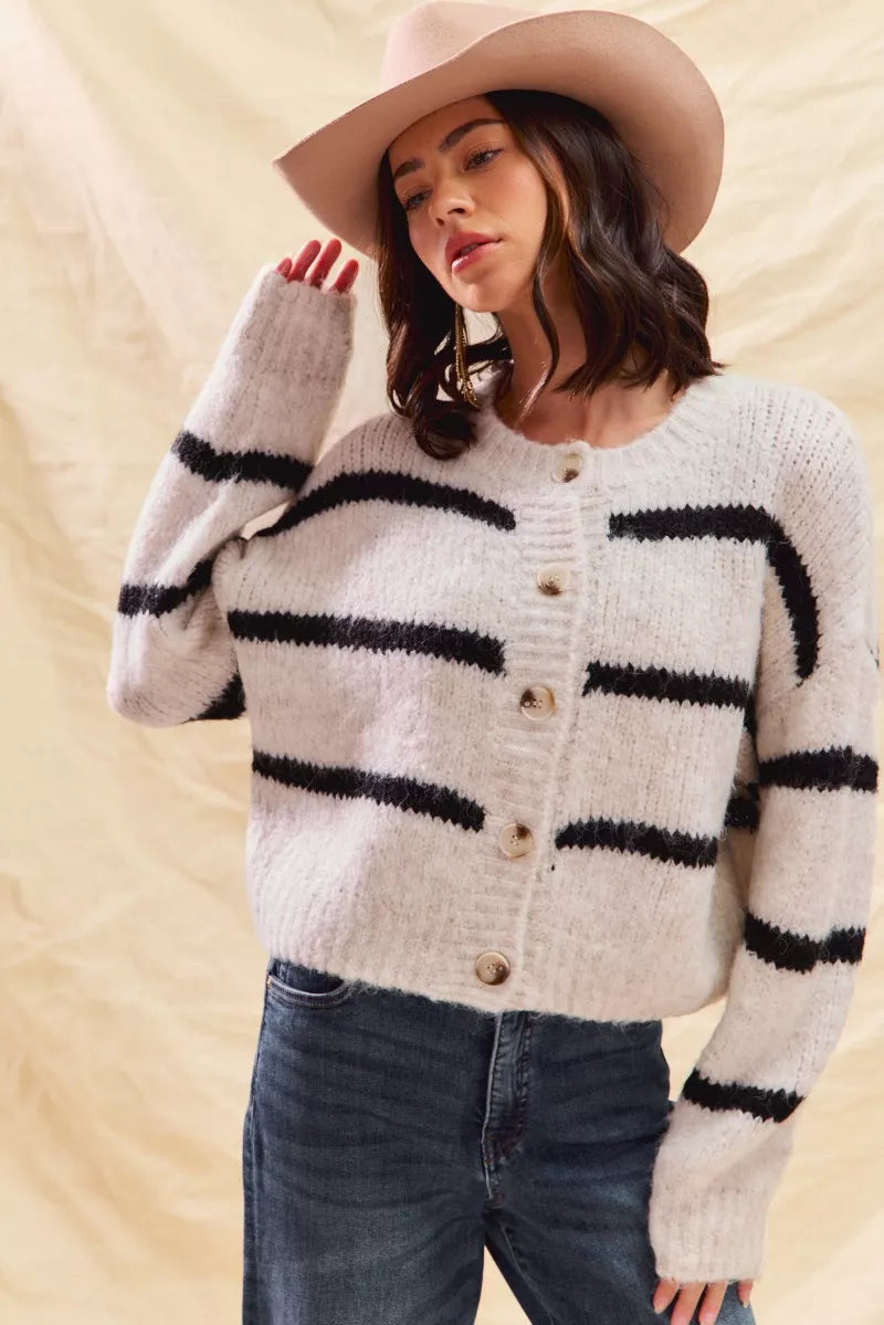 Klervi | Cardigan rayé à boutons