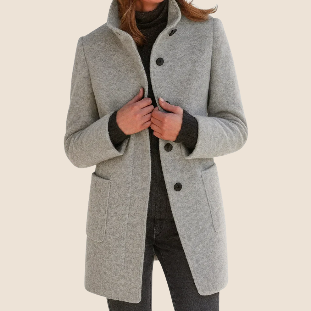 Laurence, manteau mi-long effet laine gris