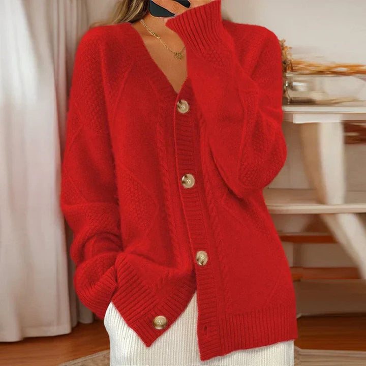 Laurine | Cardigan en maille torsadée à col V