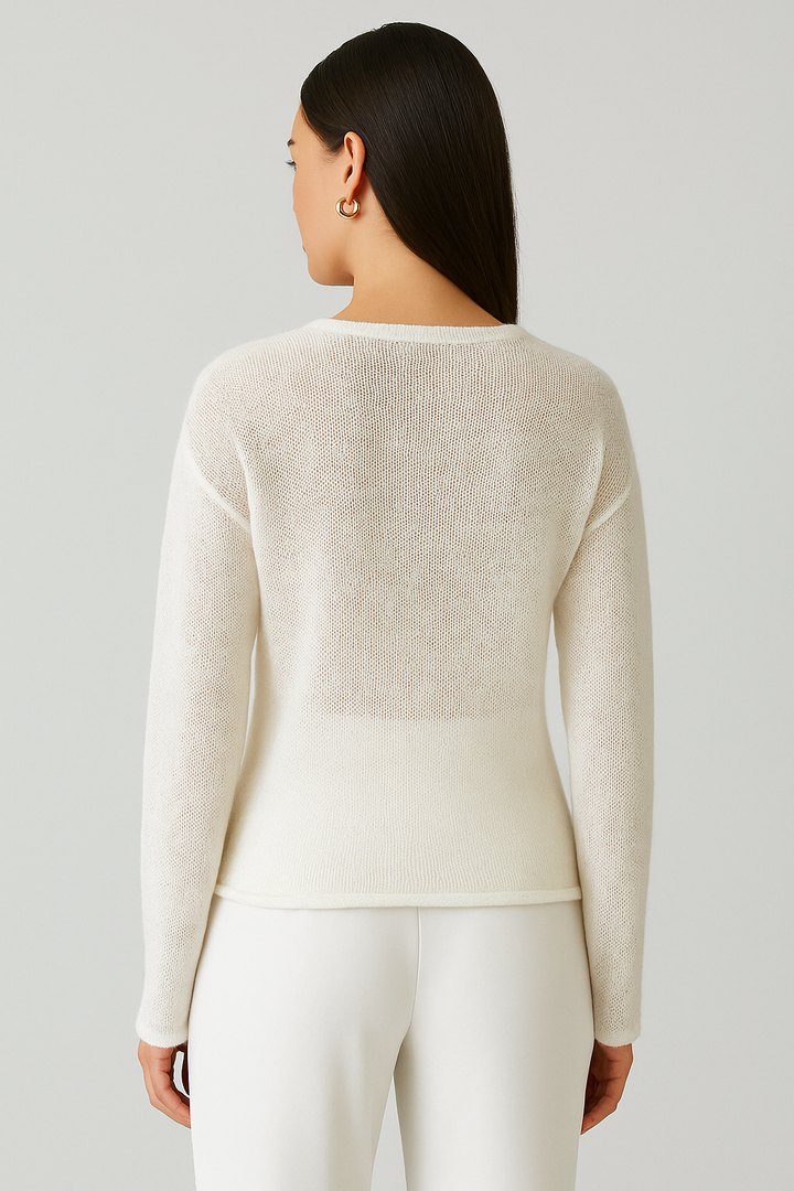 Léandra | Pull fin en maille aérée à col bateau