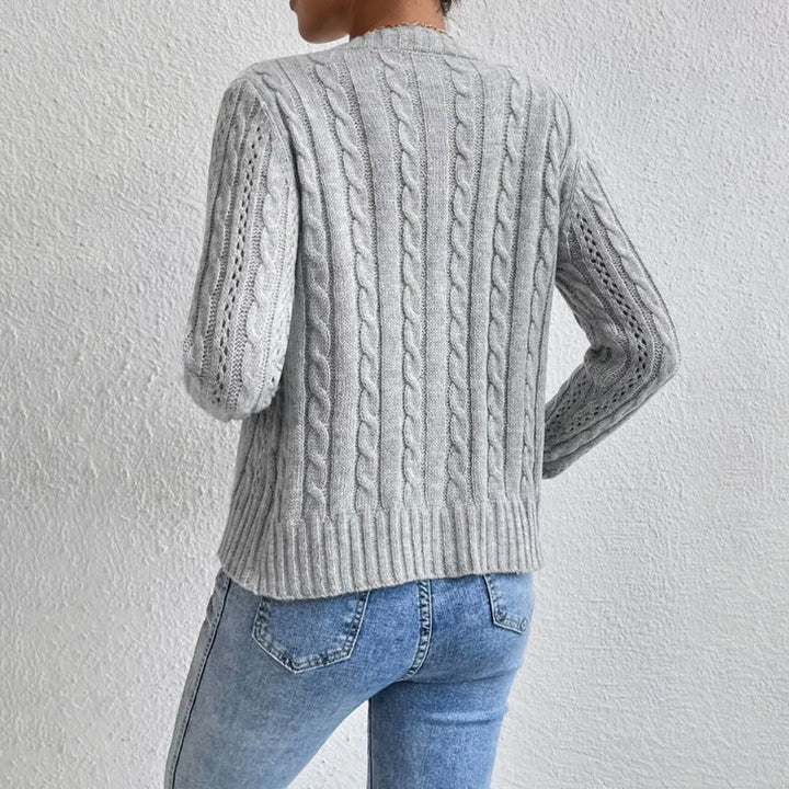 Lola | Cardigan court en maille torsadée à boutons