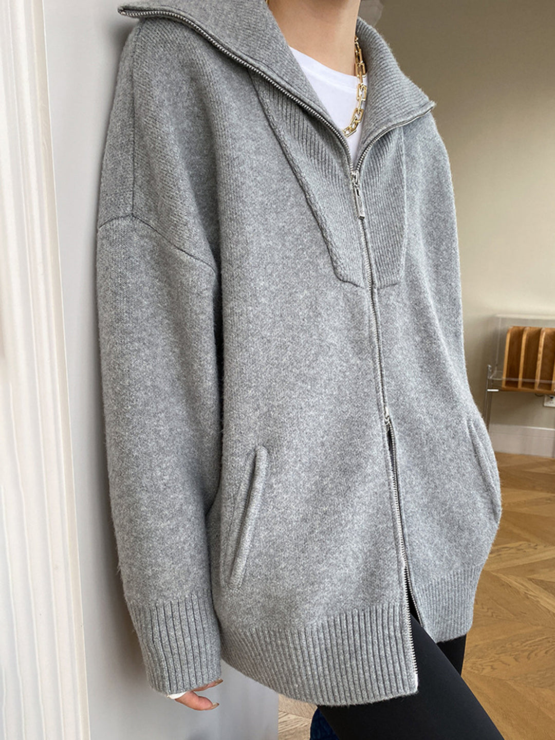 Maëva | Cardigan zippé oversize à grand col