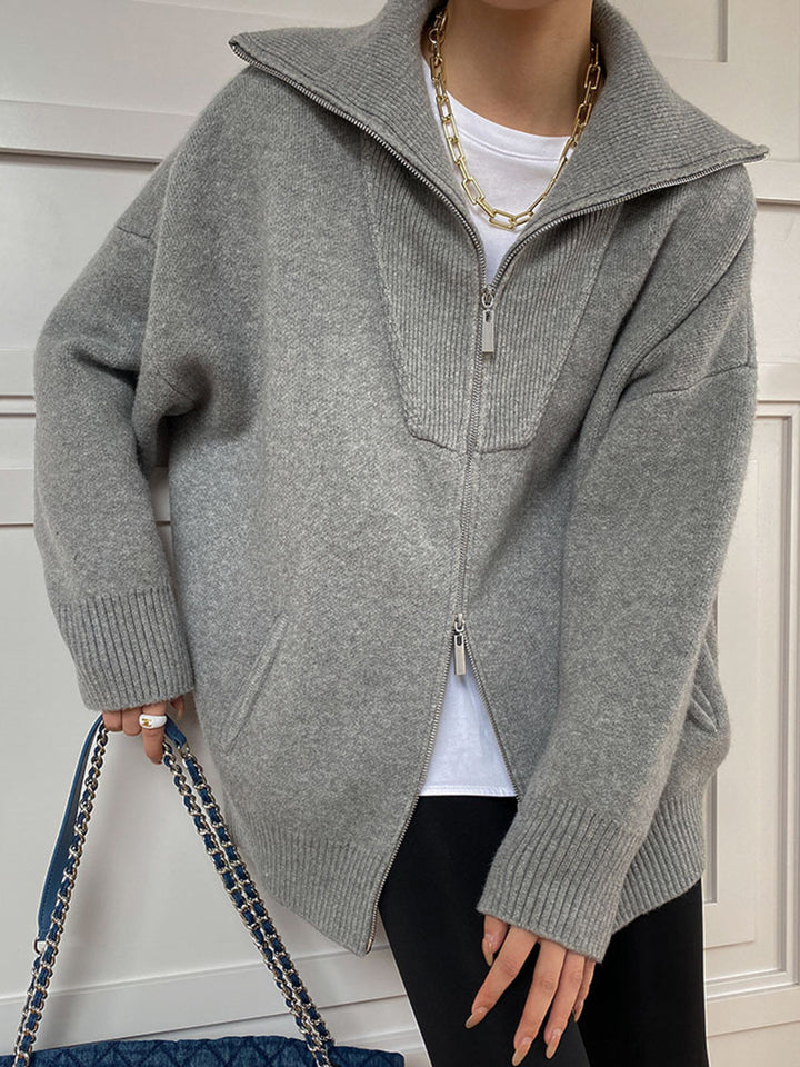 Maëva | Cardigan zippé oversize à grand col