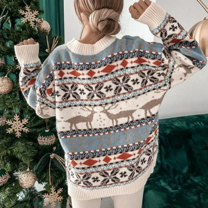 Maguelone | Pull de Noël jacquard à rennes