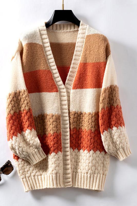 Maïwenn | Cardigan oversize ouvert à larges rayures