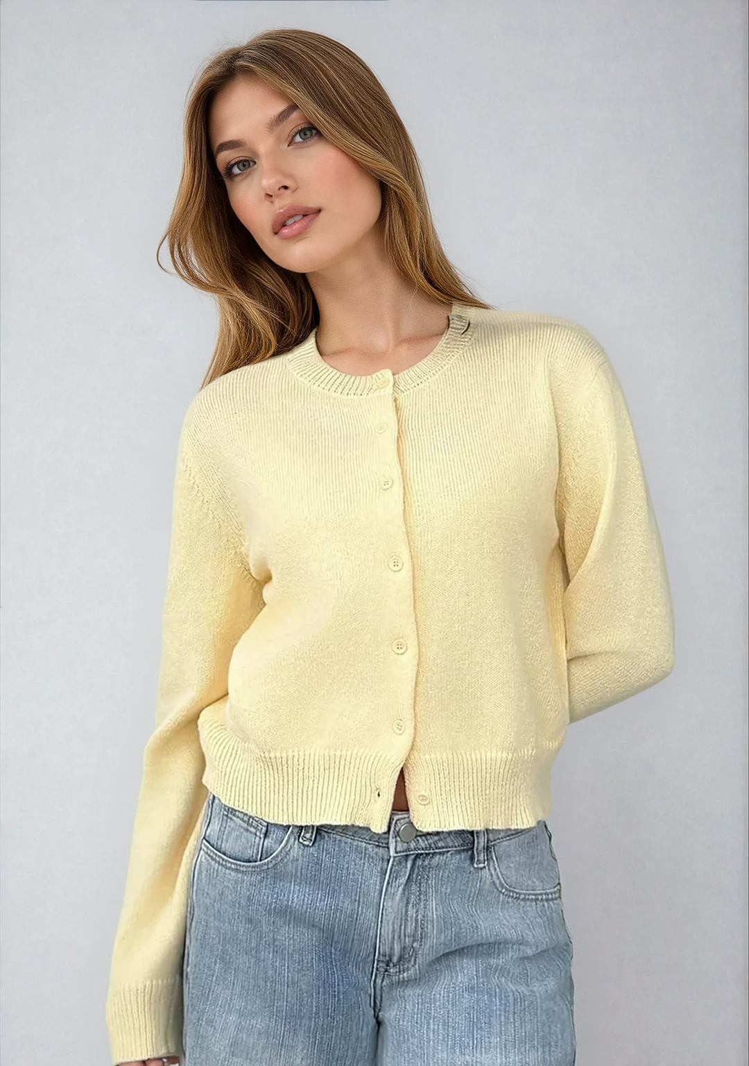 Maryse | Cardigan classique à col rond et boutons