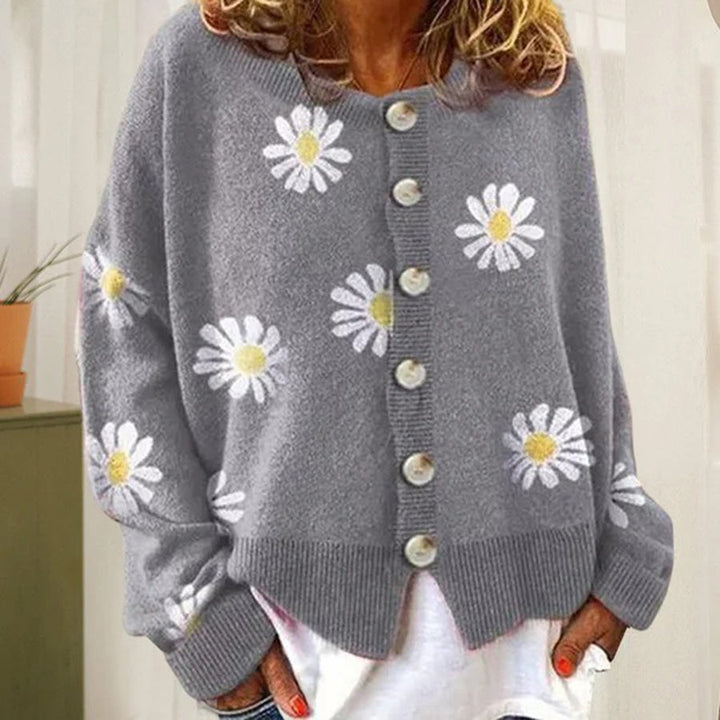 Annabelle | Cardigan boutonné à motif marguerites
