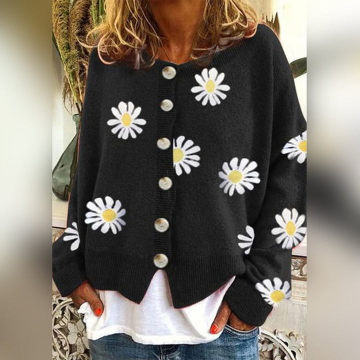 Annabelle | Cardigan boutonné à motif marguerites