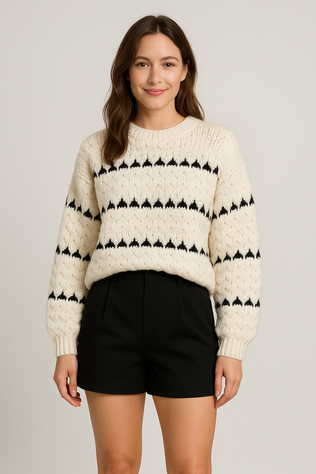 Nausicaa | Pull en maille texturée à motifs triangles
