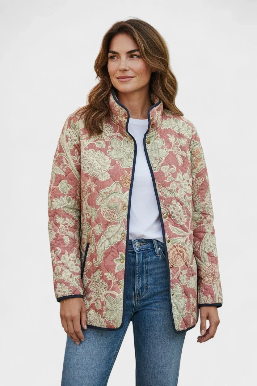 Edwige | Manteau matelassé décontracté à imprimé floral vintage