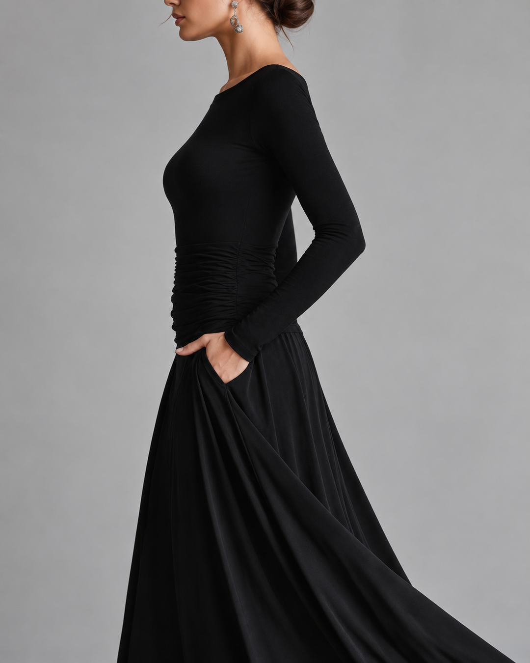 Primerose | Robe longue fluide à manches longues