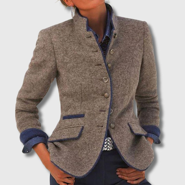 Rosalba | Veste cintrée à col montant et passepoils